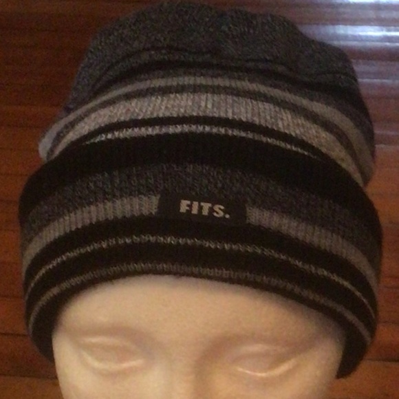 Grey, Black Striped FITS Hat - Picture 2 of 3